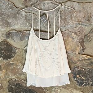 Miss Me Size Large Cream Color Beaded Strappy Women’s Halter Top